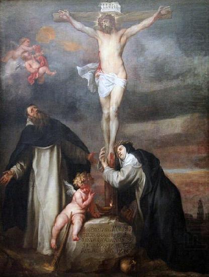 Christ on the Cross with Saint Catherine of Siena, Saint Dominic and an Angel, Anthony Van Dyck
